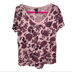 TORRID FLORAL V-NECK T-SHIRT TOP TEE 
SZ 1 14-16
